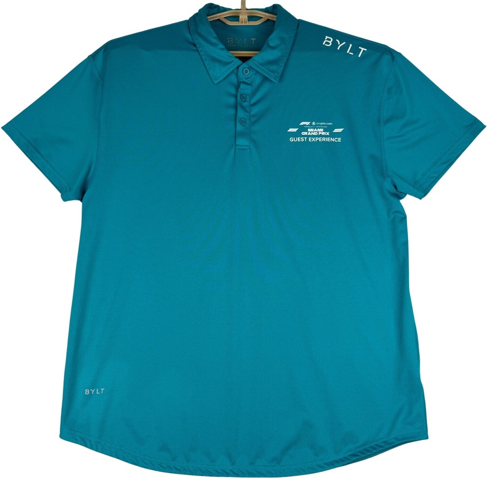 BYLT Polo Mens XL F1 Formula 1 Miami Grand Prix Guest Experience Teal Shirt